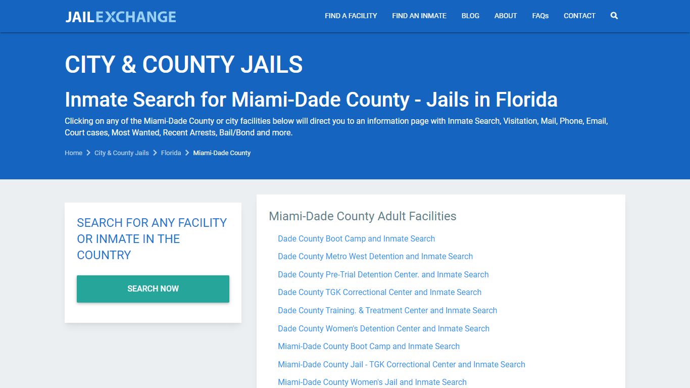 Inmate Search for Miami-Dade County | Jails in Florida - JAIL EXCHANGE